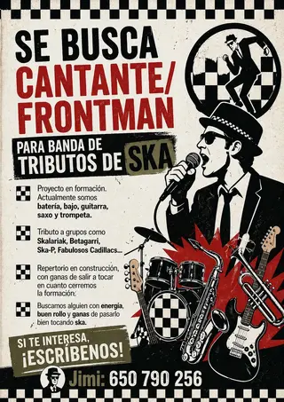 Se busca cantante/frontman para banda de tributos de Ska 12 junio 2026