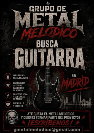 Banda de metal melodico busca guitarra  1 julio 2026