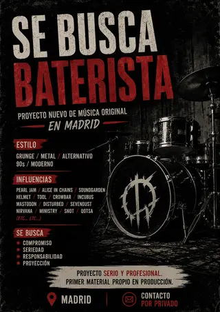 Se busca bateria para banda de grunge metal  2 julio 2026