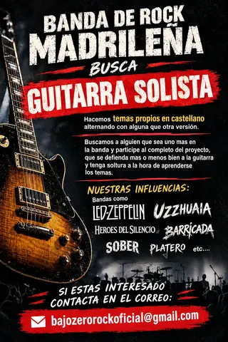 BANDA DE ROCK DE MADRID BUSCA GUITARRISTA SOLISTA 23 septiembre 2026