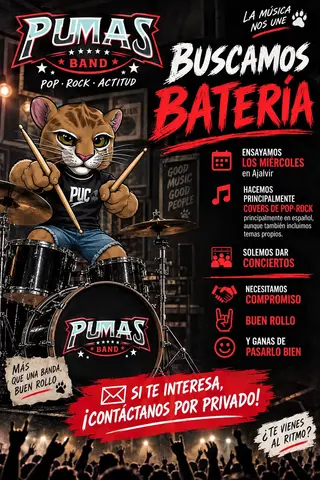 Se busca batería para Pumas Band 11 octubre 2026